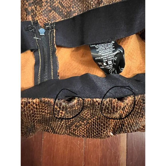BlankNYC Tan Black Snake Print Faux Leather A-Line Knee Length Skirt Size 24 - Picture 5 of 6